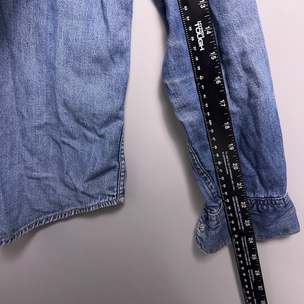 Levis Western Shirt Womens Size Large Denim Pearl Snap Blue Rodeo - Picture 8 of 10